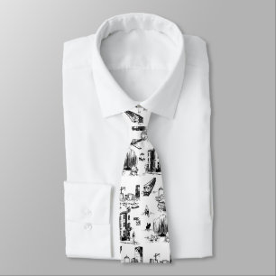 Boston Toile Black and White Neck Tie Krawatte