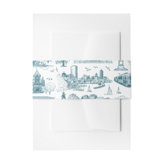 Boston Toile (Jubiläumsausgabe) Blau/Weiß Einladungsbanderole