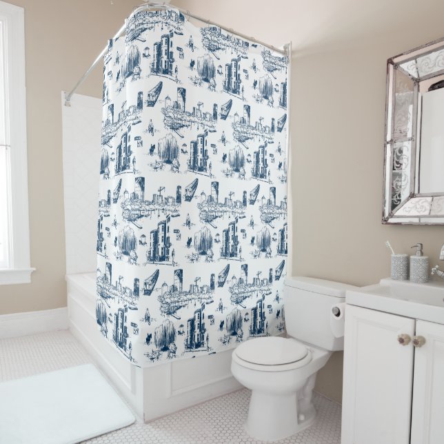 Boston Toile Navy Duschvorhang (Beispiel)