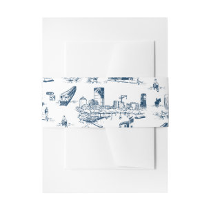 Boston Toile Navy Hochzeitseinladung Bauchband Einladungsbanderole