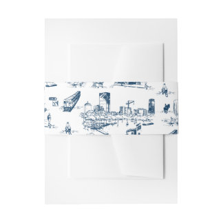 Boston Toile Navy Hochzeitseinladung Bauchband Einladungsbanderole