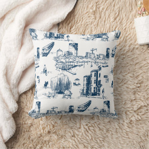 Boston Toile Navy Throw Kissen