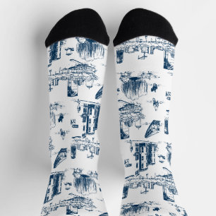 Boston Toile Navy und White Socken