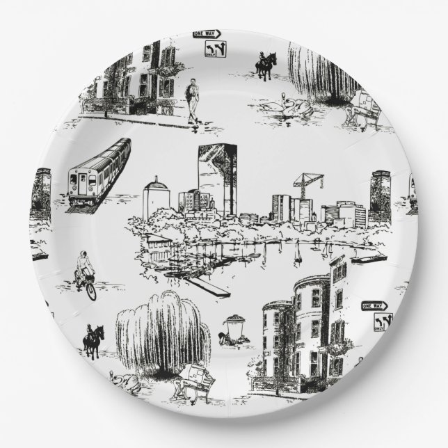 Boston Toile Pappteller (Vorderseite)