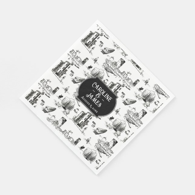 Boston Toile Personalisiert Wedding Paper Napkins Serviette (Ecke)