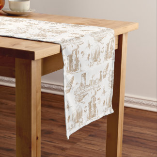 Boston Toile Tan und White Kurzer Tischläufer