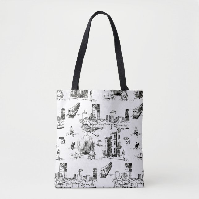 Boston Toile Tote Bag Tasche (Vorderseite)