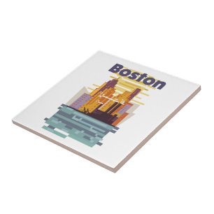 Boston Travel Poster Fliese