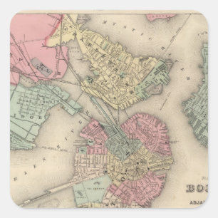 Boston und angrenzende Städte Quadratischer Aufkleber
