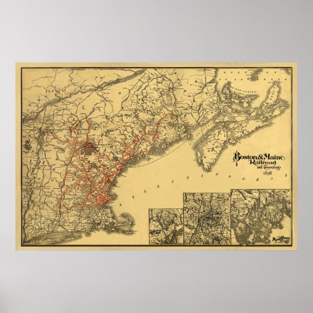 Boston und Maine Railroad Karte 1898 Poster (Vorne)