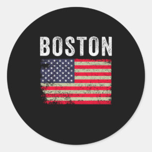 Boston USA Amerikanische Flagge Vintage Runder Aufkleber