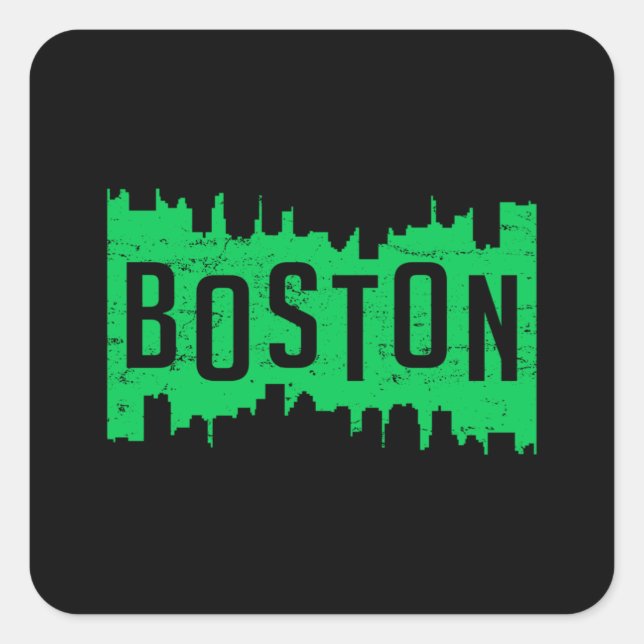 Boston USA City Cityscape Skyline Funny Gift Idee Quadratischer Aufkleber (Vorderseite)