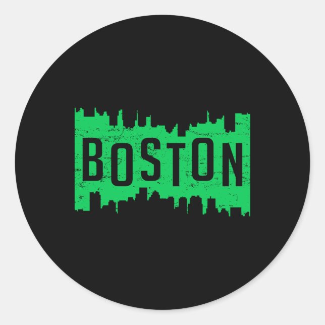 Boston USA City Cityscape Skyline Funny Gift Idee Runder Aufkleber (Vorderseite)