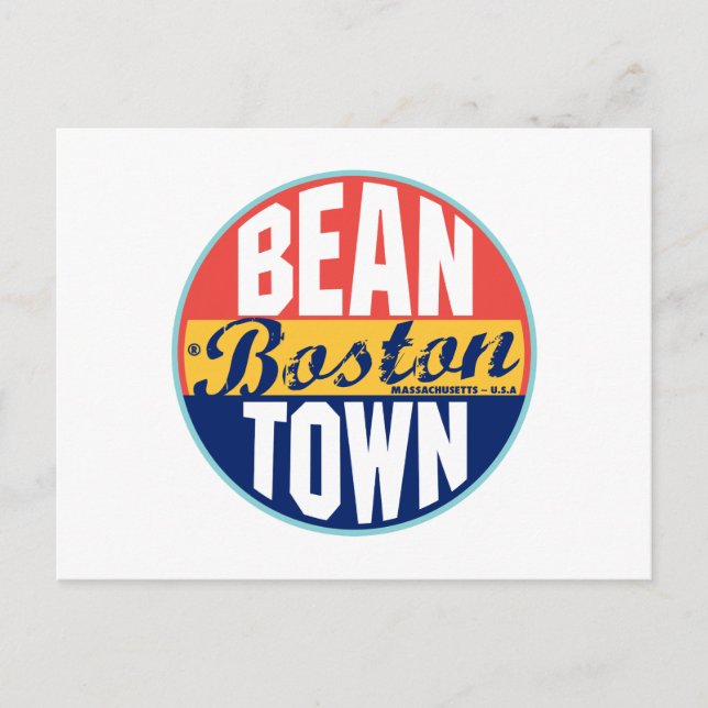 Boston Vintag Label Postkarte (Vorderseite)