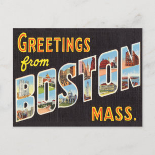 Boston Vintage Reise Postkarte Restauriert