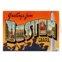 Boston Vintage Reise Postkarte Restauriert