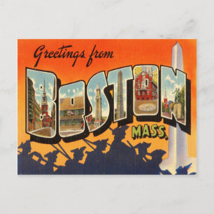 Boston Vintage Reise Postkarte Restauriert