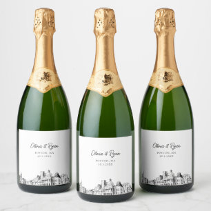 Boston Wedding Personalisiert Champagne Label