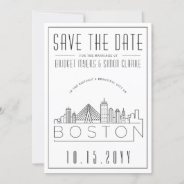 Boston Wedding | Stilisierte Skyline Save the Date Einladung