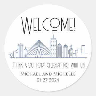 Boston Wedding Willkommensbeutel Runder Aufkleber