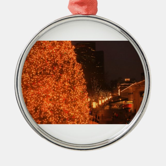 Boston-Weihnachtsbaum Faneuil Hall Markt Silbernes Ornament (Vorne)