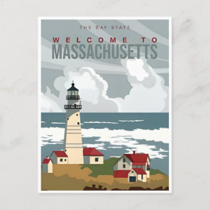 Boston willkommen bei Massachusetts Vintage Travel Postkarte