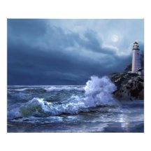 Bostoner Leuchtturm unter dem Mondlichtkunstdruck