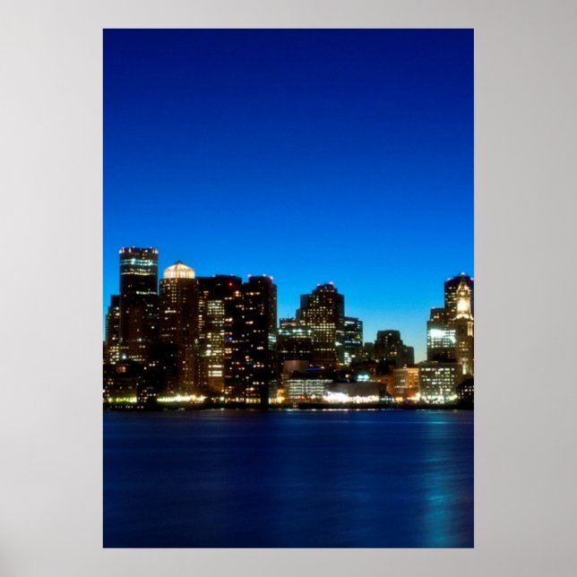 Bostoner Skyline mit dem Mond Poster (Vorne)