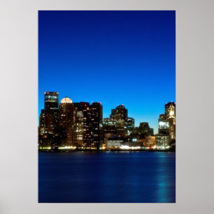 Bostoner Skyline mit dem Mond Poster