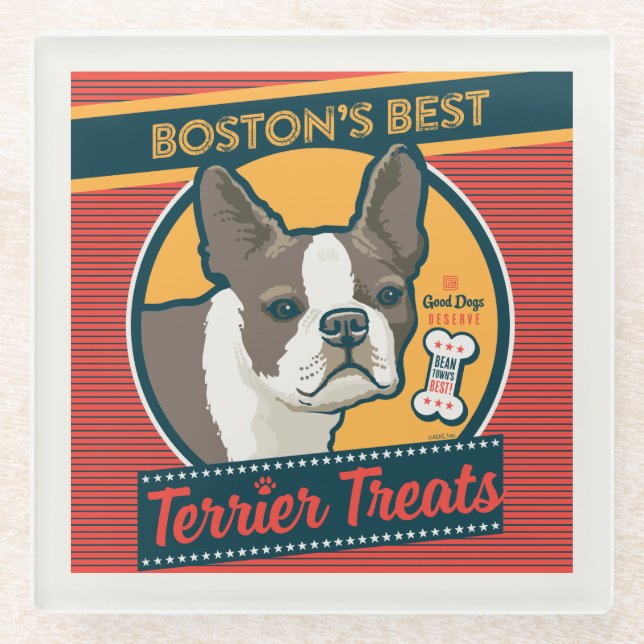 Bostons beste Terrier-Leckereien Glasuntersetzer (Vorderseite)