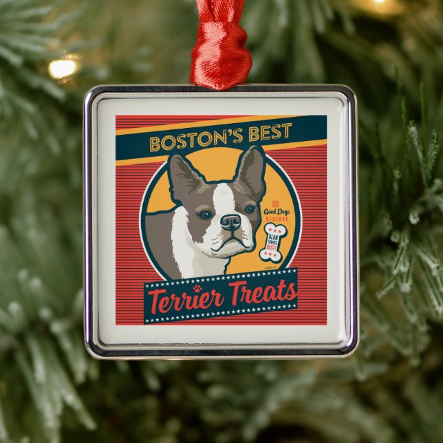 Bostons beste Terrier-Leckereien Ornament Aus Metall (Baum)