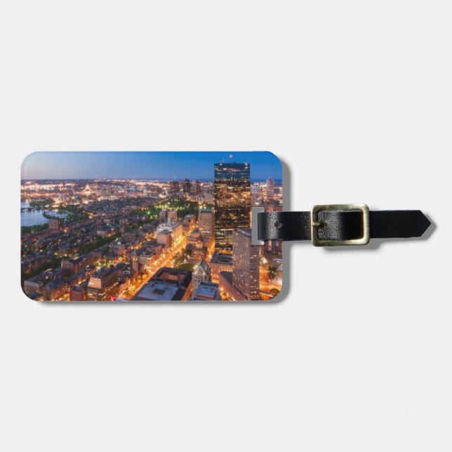 Bostons Skyline an der Dämmerung Gepäckanhänger (Vorderseite horizontal)