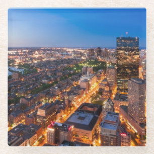 Bostons Skyline an der Dämmerung Glasuntersetzer