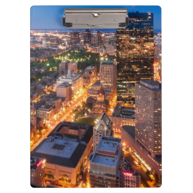 Bostons Skyline an der Dämmerung Klemmbrett (Vorderseite)