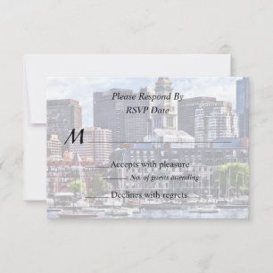 Bostons Skyline mit Custom House Tower RSVP Karte