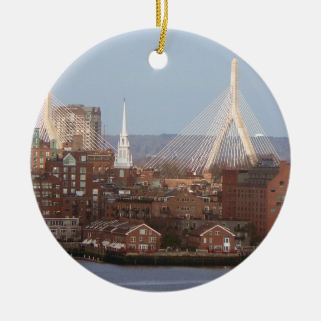 Bostons Ufergegend mit Zakim Brücke Keramik Ornament (Vorne)