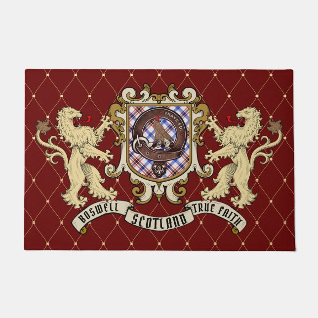 Boswell Clan Abzeichen & Tartan Fußmatte (Vorderseite)