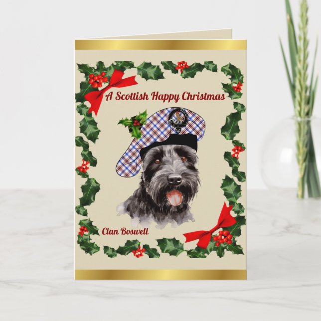 Boswell Scottie Dog Personalisiert Xmas Card Karte (Vorderseite)