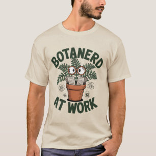Botanerd at Work Green Funny Pflanze Nerd Cartoon T-Shirt
