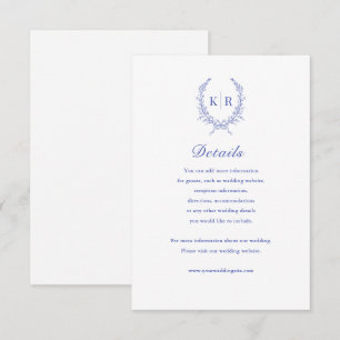 Botaniacal Wappen Monogram Wedding Details Card RSVP Karte