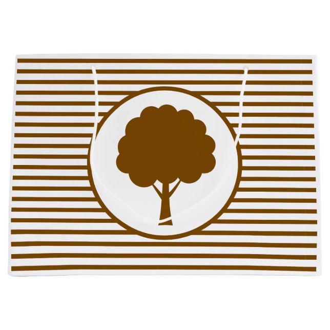 Botanic Brown Tree Stripes Gift Bag Große Geschenktüte (Vorderseite)