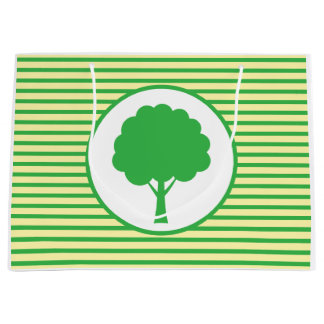 Botanic Green Tree Stripes Gift Bag Große Geschenktüte