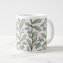Botanic Reverie Blue Florals Green Leaves Art