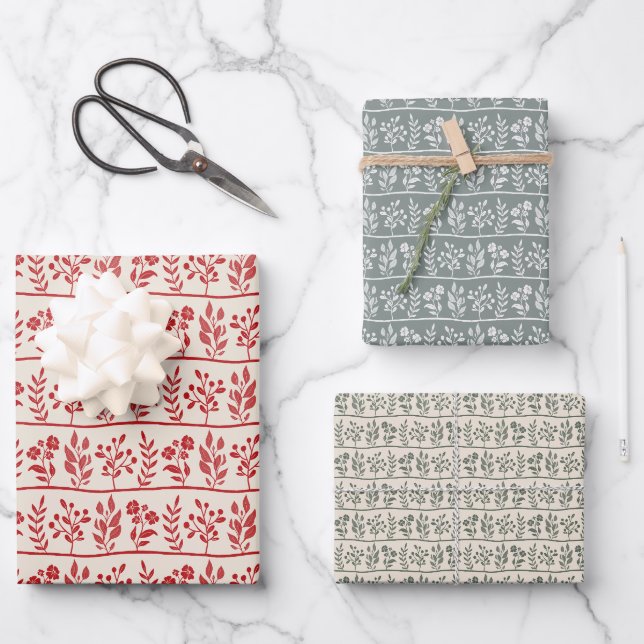 Botanic Rhapsody Floral Silhouette Botanical Gift Geschenkpapier Set (Vorderseite)