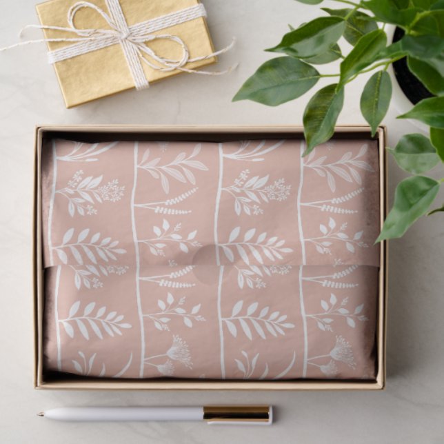 Botanic Serenade Soft Peach Minimalist Silhouettes Seidenpapier (Geschenk)