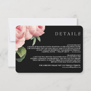 Botanica   Details zur Hochzeit in Rosa Schwarz Einladung