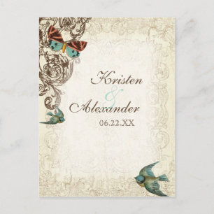Botanica Hochzeitsensemble - Creme Beige Einladungspostkarte