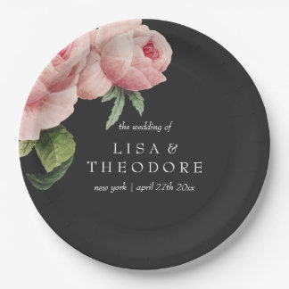 Botanica | Rosa Vintage Blume Hochzeit Pappteller