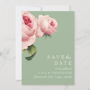 Botanica   Vintag rosa Farbe SAVE THE DATE Einladung