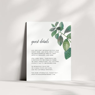 Botanica Wedding Guest Details Card Begleitkarte